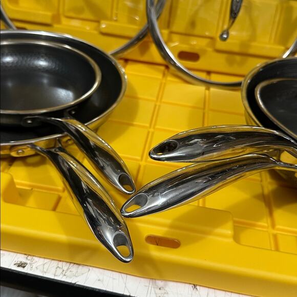 HEXCLAD Hybrid 7 Piece Nonstick Stainless Steel Frying Pan Set 8 10 12" Lids Wok - Picture 12 of 12